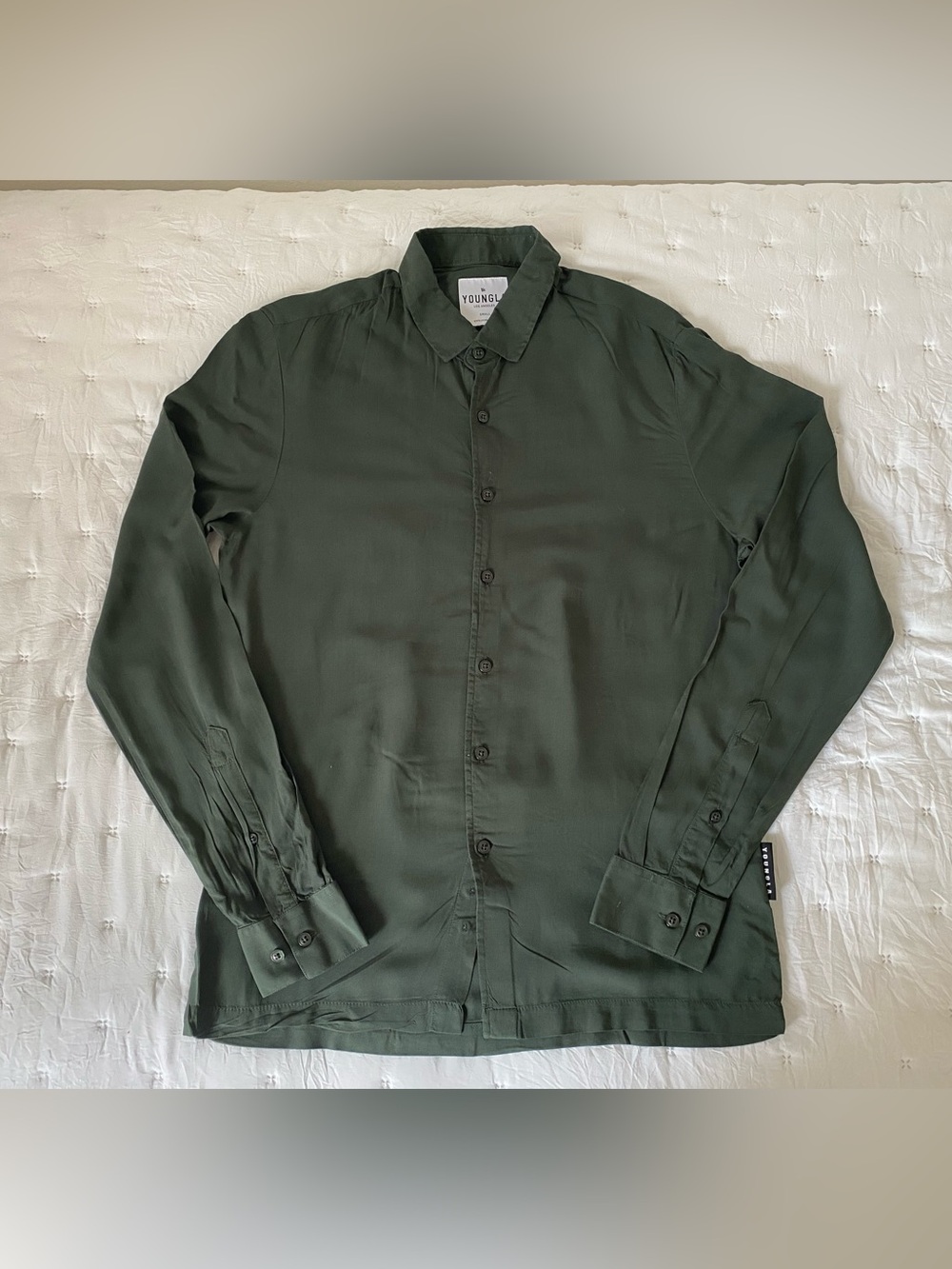 YoungLA Olive Green Long Sleeve Button-Up Shirt